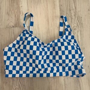 Blue Checkered Women's Swim Suit Top